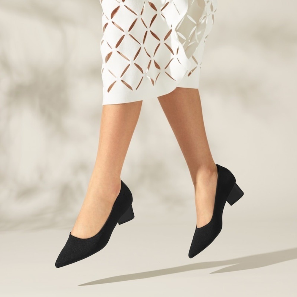 VIVAIA Black Wide Pointed Toe Heel Classic Comfortable Shoes UE/40.5 US/9-9.5